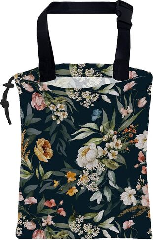 Car Garbage Bag Vintage Groovy 70s Floral Drawstring Car Trash Bag Hanging for Back Seat with Adjustable Buckle Canvas Vehicle Trash Can Easy-to-Install in Kuwait