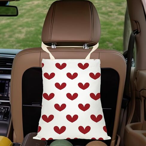 Car Trash Bag, Car Garbage Bag, Waterproof Back Seat Cars Organizer Hanging Trash Can Bin for Home, Picnic, Kitchen, Travel, Camping Vehicle Accessories Red Heart Decor in Saudi Arabia