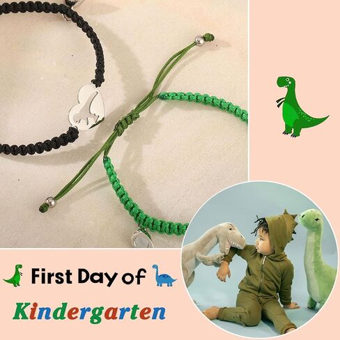 2Pcs First Day of Kindergarten School Bracelet for Mommy and Me,Matching Dinosaur Bracelets for Mother Son Daughter in Kuwait