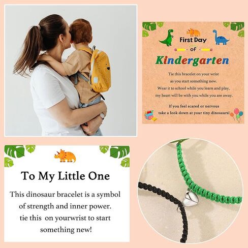 2Pcs First Day of Kindergarten School Bracelet for Mommy and Me,Matching Dinosaur Bracelets for Mother Son Daughter in Kuwait