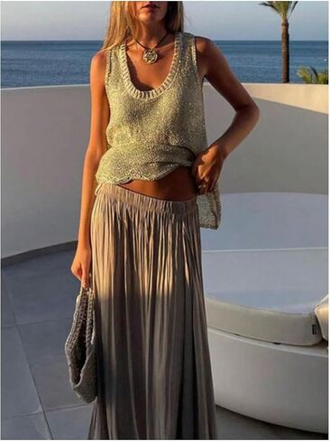 سترة نسائية من MakeMeChic مزينة بالترتر اللامع بدون أكمام، قمصان بدون أكمام متماسكة للخروج in Kuwait