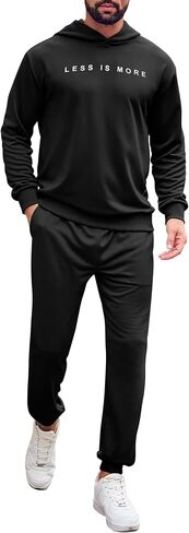 Babioboa Men's Hooded Tracksuit 2 Piece Jogging Suit Letter Graphic Sweatsuit Casual Hoodie & Sweatpant Set Sportswear in Saudi Arabia