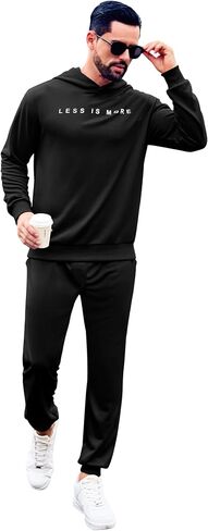 Babioboa Men's Hooded Tracksuit 2 Piece Jogging Suit Letter Graphic Sweatsuit Casual Hoodie & Sweatpant Set Sportswear in Saudi Arabia