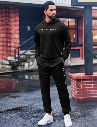 Babioboa Men's Hooded Tracksuit 2 Piece Jogging Suit Letter Graphic Sweatsuit Casual Hoodie & Sweatpant Set Sportswear in Saudi Arabia