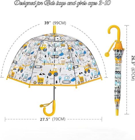 Clear Bubble Umbrella - Transparent Dome Canopy See Through for Walking Safety - Safe with Pinch - Windproof Closure - Easy-Grip Hook Handle- Auto Open- Lightweight Umbrella in Saudi Arabia