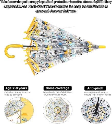 Clear Bubble Umbrella - Transparent Dome Canopy See Through for Walking Safety - Safe with Pinch - Windproof Closure - Easy-Grip Hook Handle- Auto Open- Lightweight Umbrella in Saudi Arabia