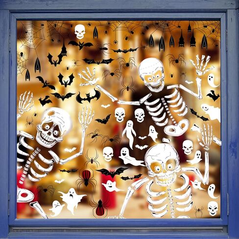 Halloween Window Clings, 9 Sheets Halloween Window Decorations Stickers Double-Sided Window Decal Scary Black Bat Ghosts Stickers,Happy Halloween Window Clings for Halloween Party Decoration in Saudi Arabia