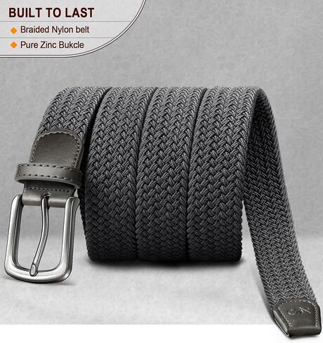 Men Belt-Stretch Woven Braided Belt For Gift Men Golf Casual Jeans Dresses with Nylon Canvas 1 3/8" in Saudi Arabia