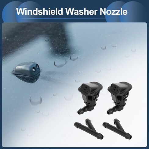 Windshield Washer Nozzle Front with Hose Connector No.68164356AB for Jeep Wrangler 2013-2018 Plastic Black in Saudi Arabia