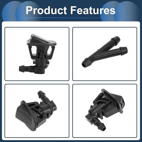 Windshield Washer Nozzle Front with Hose Connector No.68164356AB for Jeep Wrangler 2013-2018 Plastic Black in Saudi Arabia