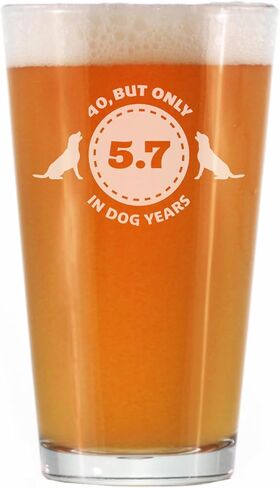 40th Birthday Dog Years - Pint Glass for Beer - Unique Funny Bday Gifts for Women and Men Turning 40-16 oz Glasses in Saudi Arabia
