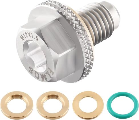 M12x1.5 Magnetic Oil Drain Plug, 304 Stainless Steel Oil Pan Drain Nut with 4 PCS Copper Washer Anti Leakage, Fits Most of Polaris, Arctic Cat, Honda, BMW, Replace 7052306,S9280012000 in Saudi Arabia