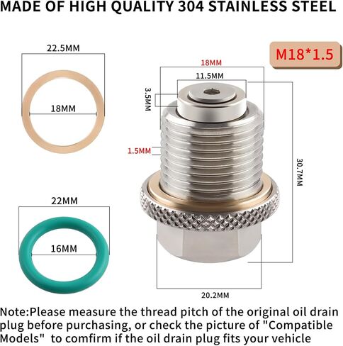 M12x1.5 Magnetic Oil Drain Plug, 304 Stainless Steel Oil Pan Drain Nut with 4 PCS Copper Washer Anti Leakage, Fits Most of Polaris, Arctic Cat, Honda, BMW, Replace 7052306,S9280012000 in Saudi Arabia