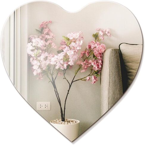 2PCS Acrylic Mirrors for Wall, Cute Mirror for Girls Bedroom, Stick On Mirrors for Wall, Can Also Be Used for Living Room, Dining Room, Study Mirror etc (Heart, 11.8X11.8in) in Saudi Arabia