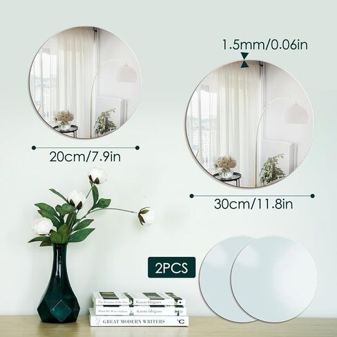 2PCS Acrylic Mirrors for Wall, Cute Mirror for Girls Bedroom, Stick On Mirrors for Wall, Can Also Be Used for Living Room, Dining Room, Study Mirror etc (Heart, 11.8X11.8in) in Saudi Arabia