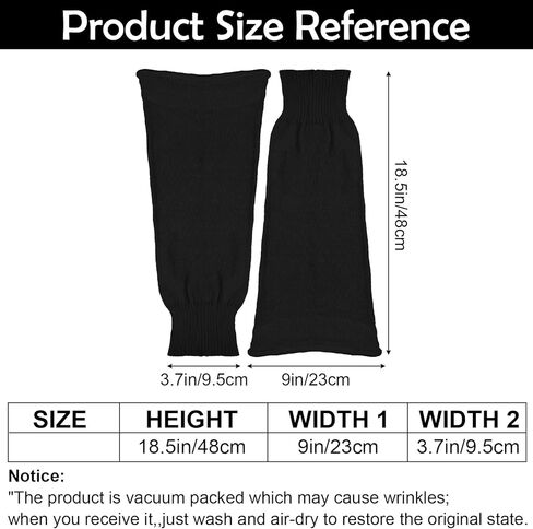 Black Leg Warmers, Y2k Leg Warmers for Girls Women, Cute Knitted Socks kawaii Lolita Harajuku Goth Accessories in Kuwait