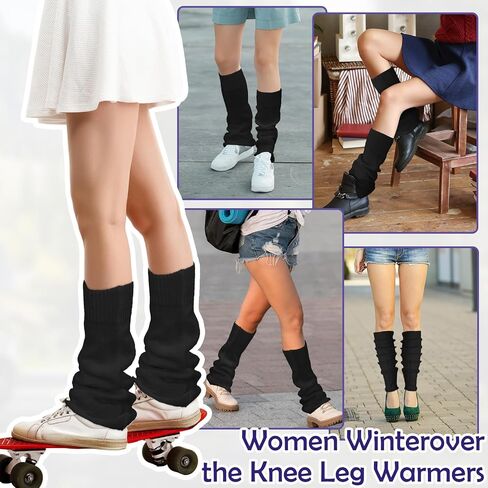 Black Leg Warmers, Y2k Leg Warmers for Girls Women, Cute Knitted Socks kawaii Lolita Harajuku Goth Accessories in Kuwait