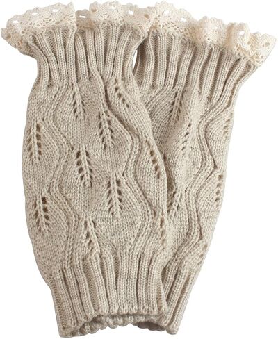 Womens Boot Socks-Winter Short Ankle Leg Warmers Lace Crochet Knitted Boot Cuffs for Women Knee High Thick Boots Topper Socks in Saudi Arabia