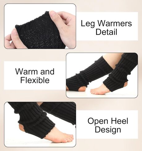 2 Pcs Ballet Leg Warmers Women, Ankle Warmers Soft Knitted, Dance, Yoga, Fitness, Comfortable for Girls & Women (Black & White) in Saudi Arabia