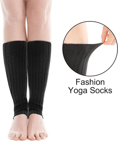2 Pcs Ballet Leg Warmers Women, Ankle Warmers Soft Knitted, Dance, Yoga, Fitness, Comfortable for Girls & Women (Black & White) in Saudi Arabia