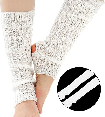 2 Pcs Ballet Leg Warmers Women, Ankle Warmers Soft Knitted, Dance, Yoga, Fitness, Comfortable for Girls & Women (Black & White) in Saudi Arabia