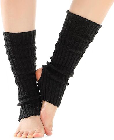 2 Pcs Ballet Leg Warmers Women, Ankle Warmers Soft Knitted, Dance, Yoga, Fitness, Comfortable for Girls & Women (Black & White) in Saudi Arabia