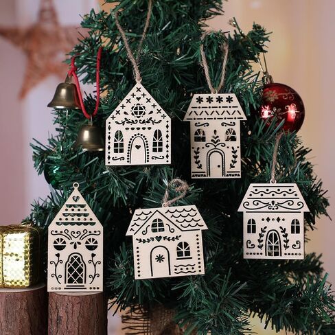 Gerrii 36 Pcs Wood Unfinished Christmas Tree Crafts Wooden Christmas Tree Cutouts Ornaments DIY Wooden Crafts Tree Shape to Paint for Christmas Hanging Decorations Home Winter Tree Decor in Saudi Arabia
