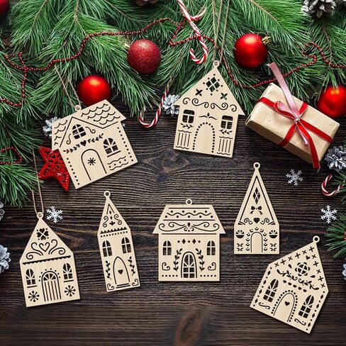 Gerrii 36 Pcs Wood Unfinished Christmas Tree Crafts Wooden Christmas Tree Cutouts Ornaments DIY Wooden Crafts Tree Shape to Paint for Christmas Hanging Decorations Home Winter Tree Decor in Saudi Arabia
