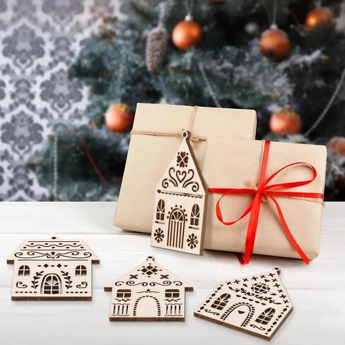 Gerrii 36 Pcs Wood Unfinished Christmas Tree Crafts Wooden Christmas Tree Cutouts Ornaments DIY Wooden Crafts Tree Shape to Paint for Christmas Hanging Decorations Home Winter Tree Decor in Saudi Arabia