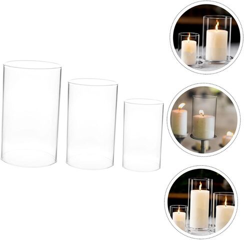Ciieeo 3pcs Glass Windproof Candle Covers Open Ended Lamp Shade for Boho Decor Tealight Holder for Dining Room in Saudi Arabia