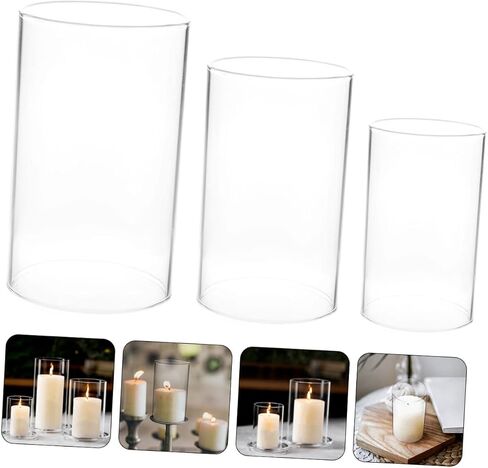 Ciieeo 3pcs Glass Windproof Candle Covers Open Ended Lamp Shade for Boho Decor Tealight Holder for Dining Room in Saudi Arabia