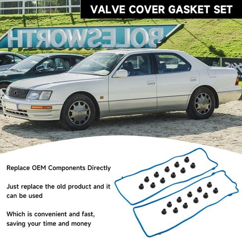 Engine Valve Cover Gasket - Compatible for Lincoln Town 4.6L 1991-2002 for Ford F-150 4.6L 1997-2001 for Ford Crown Victoria 4.6L 1992-2002 - Replace Part VS50377R - Set of 2 in Saudi Arabia