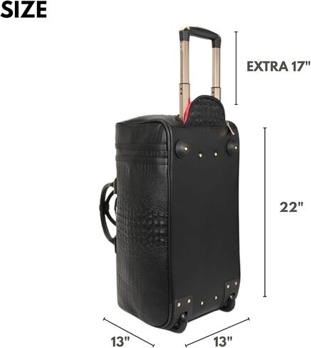 Tote&Carry Apollo 2 Large Rolling Duffle Bag with Wheels, Carry-On Roll Duffel for Travel, Gym, Sports, Daily, Weekend & All-Purpose Use for Men & Women (Crocodile Skin, Black) in Saudi Arabia