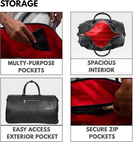 Tote&Carry Apollo 2 Large Rolling Duffle Bag with Wheels, Carry-On Roll Duffel for Travel, Gym, Sports, Daily, Weekend & All-Purpose Use for Men & Women (Crocodile Skin, Black) in Saudi Arabia