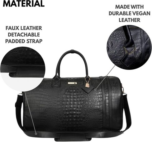 Tote&Carry Apollo 2 Large Rolling Duffle Bag with Wheels, Carry-On Roll Duffel for Travel, Gym, Sports, Daily, Weekend & All-Purpose Use for Men & Women (Crocodile Skin, Black) in Saudi Arabia
