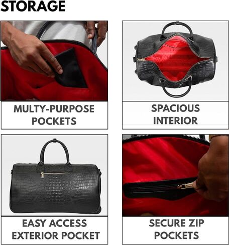 Tote&Carry Apollo 2 Large Rolling Duffle Bag with Wheels, Carry-On Roll Duffel for Travel, Gym, Sports, Daily, Weekend & All-Purpose Use for Men & Women (Crocodile Skin, Black) in Saudi Arabia