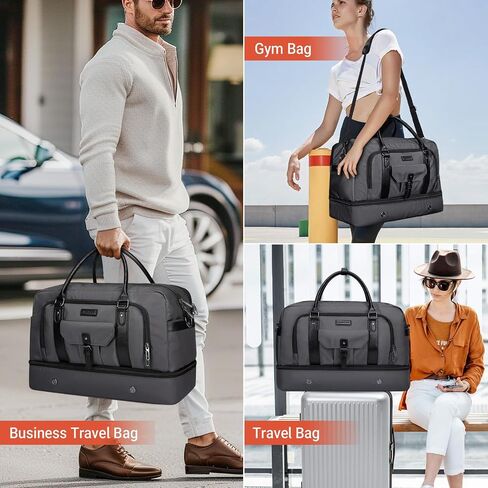 WITZMAN Weekender Bags for Men Women Carry On Duffle Overnight Bag with Toiletry Bag Sets Travel Duffel Bag Shoes Compartment （B694 Black） in Saudi Arabia