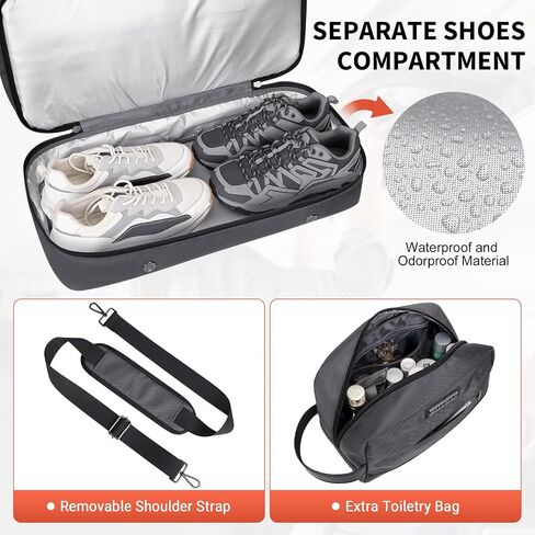 WITZMAN Weekender Bags for Men Women Carry On Duffle Overnight Bag with Toiletry Bag Sets Travel Duffel Bag Shoes Compartment （B694 Black） in Saudi Arabia