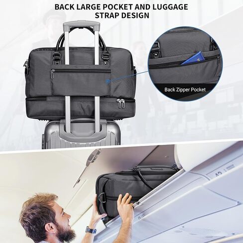 WITZMAN Weekender Bags for Men Women Carry On Duffle Overnight Bag with Toiletry Bag Sets Travel Duffel Bag Shoes Compartment （B694 Black） in Saudi Arabia
