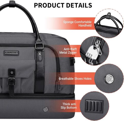 WITZMAN Weekender Bags for Men Women Carry On Duffle Overnight Bag with Toiletry Bag Sets Travel Duffel Bag Shoes Compartment （B694 Black） in Saudi Arabia