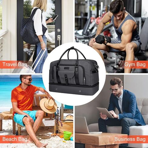 WITZMAN Weekender Bags for Men Women Carry On Duffle Overnight Bag with Toiletry Bag Sets Travel Duffel Bag Shoes Compartment （B694 Black） in Saudi Arabia