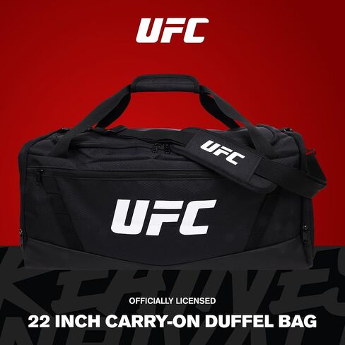 حقيبة صالة الألعاب الرياضية UFC، حقيبة سفر كبيرة مقاس 22 بوصة للرجال والنساء، حجرة للأحذية، معدات تدريب الفنون القتالية المختلطة وإكسسوارات رياضية، أسود in Kuwait