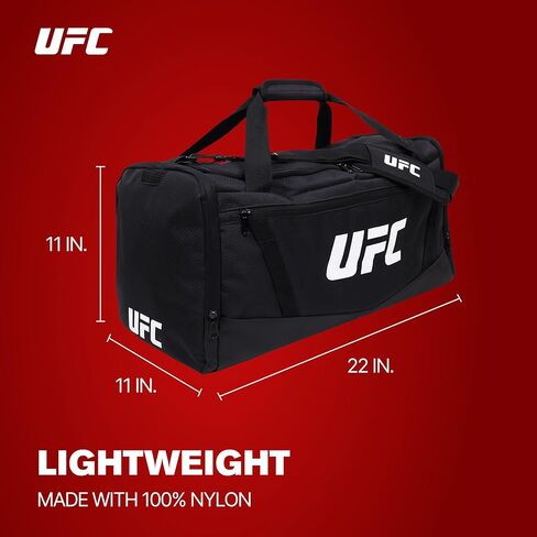 حقيبة صالة الألعاب الرياضية UFC، حقيبة سفر كبيرة مقاس 22 بوصة للرجال والنساء، حجرة للأحذية، معدات تدريب الفنون القتالية المختلطة وإكسسوارات رياضية، أسود in Kuwait