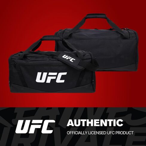 حقيبة صالة الألعاب الرياضية UFC، حقيبة سفر كبيرة مقاس 22 بوصة للرجال والنساء، حجرة للأحذية، معدات تدريب الفنون القتالية المختلطة وإكسسوارات رياضية، أسود in Kuwait