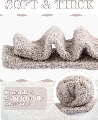 Geyoga 4 Pairs Long Fuzzy Socks for Women Soft Warm Fluffy Knee High Socks Plush Winter Cozy Long Stockings in Kuwait