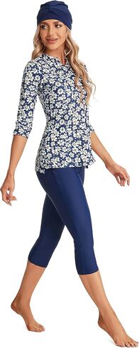 3/4 Sleeve Modest Swimsuit for Women and Girls Elegant Bikinis Surfing Swimwear Padded in Saudi Arabia