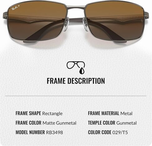 Ray-Ban RB3498 Rectangle Shaped Sunglasses for Men & Women with Official RAYBAN Eyewear Kit in Saudi Arabia