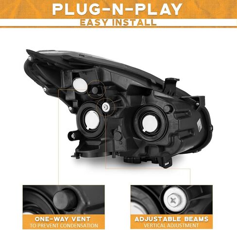 Headlights Assembly Compatible with 2014 2015 2016 Nissan Rogue with LED DRL Strip Pair, Fits Factory Halogen Models Only (NO PROJECTOR) in Saudi Arabia