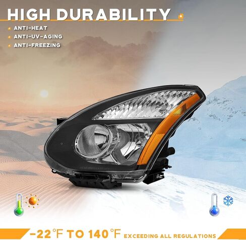 Headlights Assembly Compatible with 2014 2015 2016 Nissan Rogue with LED DRL Strip Pair, Fits Factory Halogen Models Only (NO PROJECTOR) in Saudi Arabia