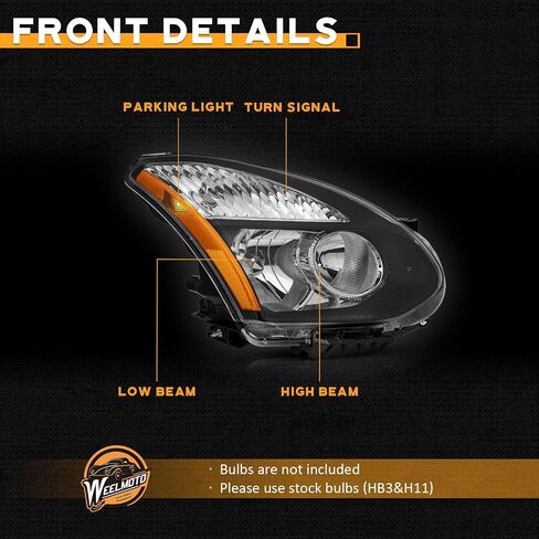 Headlights Assembly Compatible with 2014 2015 2016 Nissan Rogue with LED DRL Strip Pair, Fits Factory Halogen Models Only (NO PROJECTOR) in Saudi Arabia